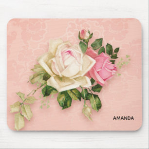 Tapis De Souris Bouquet rose et rose blanche