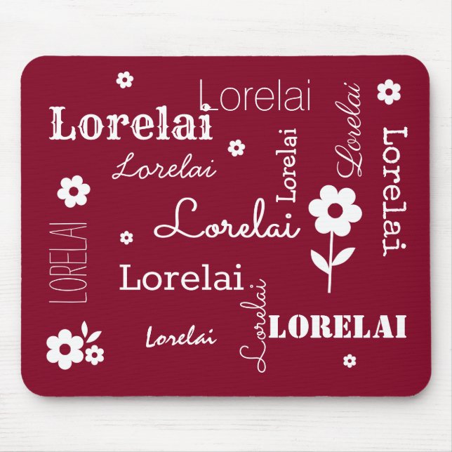 Tapis De Souris Bourgogne aux fleurs blanches, Pad de souris Custo (Devant)