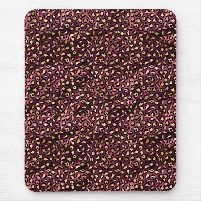 Tapis De Souris Bourgogne et Or Série Léopard Design 1 (Devant)