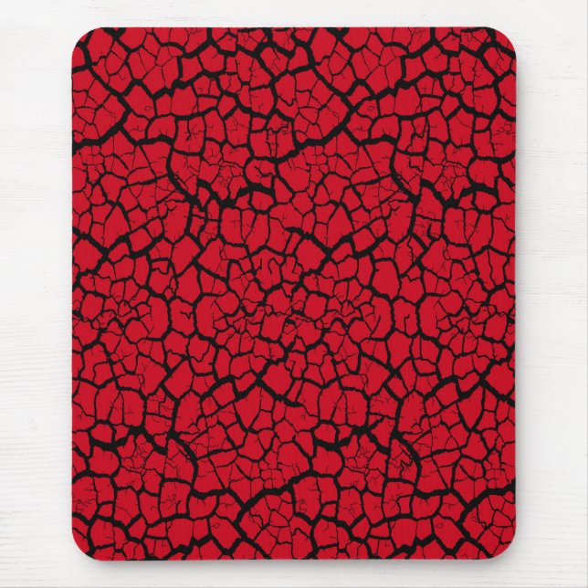 Tapis De Souris Bousepad moderne, noir, rouge, fissuré, (Devant)