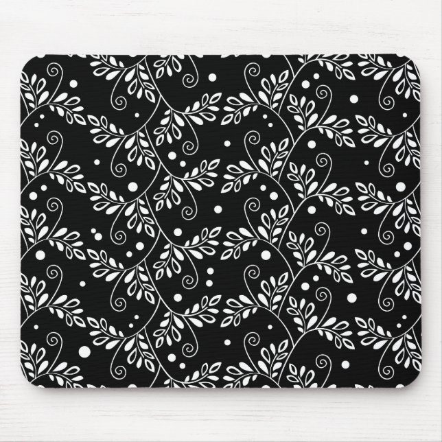 Tapis De Souris Bousepée florale noire rétro (Devant)