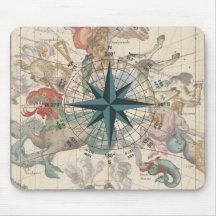 Boussole sur une carte ancienne