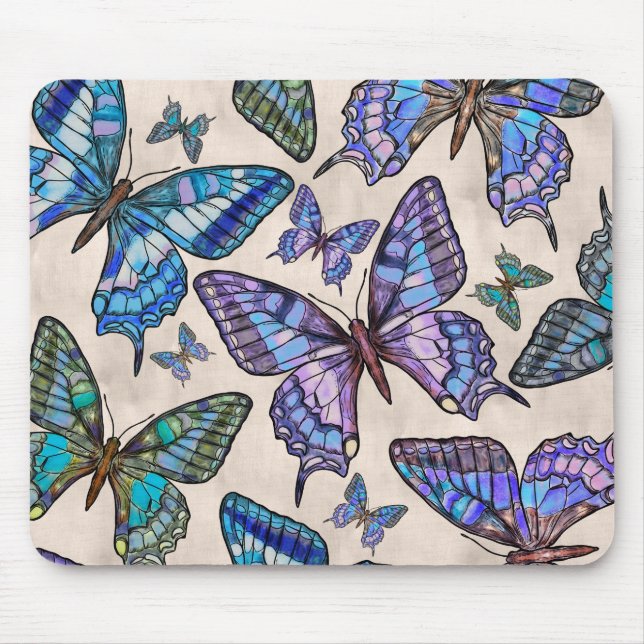 Tapis De Souris Bouteilles d'aquarelle - pastels doux (Devant)
