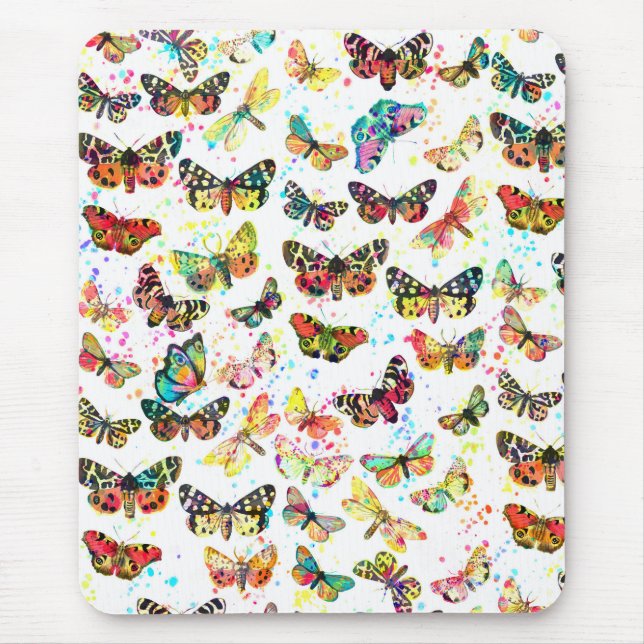 Tapis De Souris Bouteilles d'aquarelle tendance mignonnes papillon (Devant)