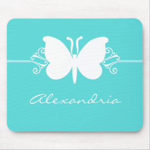 Tapis De Souris Bouteilles de papillon turquoise Mousepad