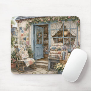 Tapis De Souris Boutique de Courtepoint Cottagecore Français Aquar