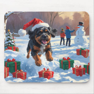 Tapis De Souris Bouviers des Flandres Scène de neige festive de No