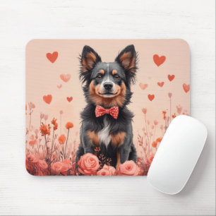 Tapis De Souris Bovins australiens avec des roses - Saint-Valentin
