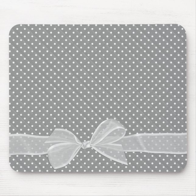 Tapis De Souris Bow Sheer Blanc Sur Pad Souris Pois (Devant)