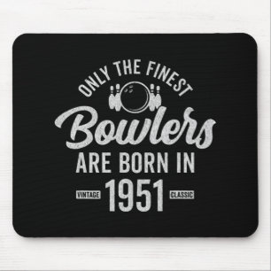 Tapis De Souris Bowler Bowling de 71 ans 1951 71e anniversaire