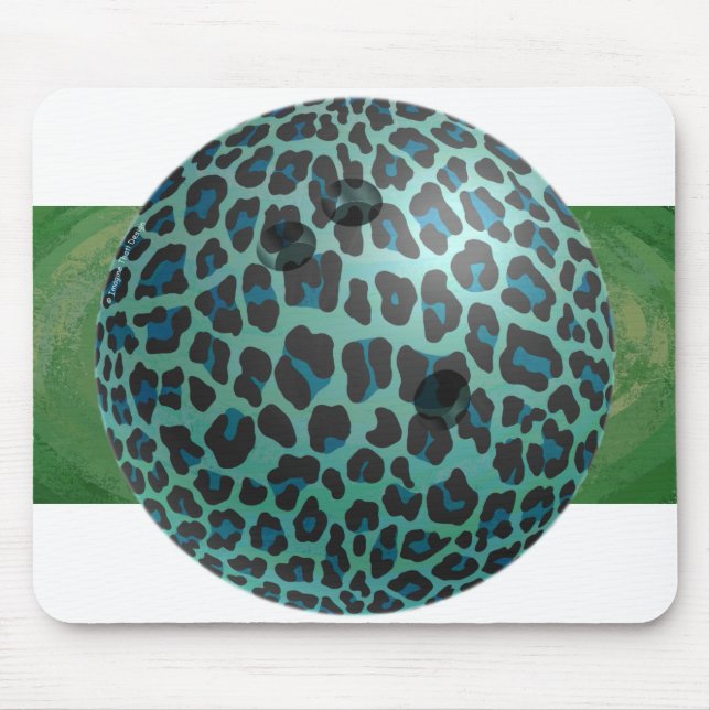 Tapis De Souris Bowling Ball Leopard Turquoise (Devant)