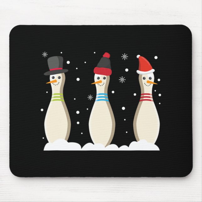 Tapis De Souris Bowling Boule de Noël Pins de bowling Santa Hat Ca (Devant)