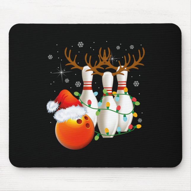 Tapis De Souris Bowling Cadeaux Noël Bowling Santa Hat Christma (Devant)