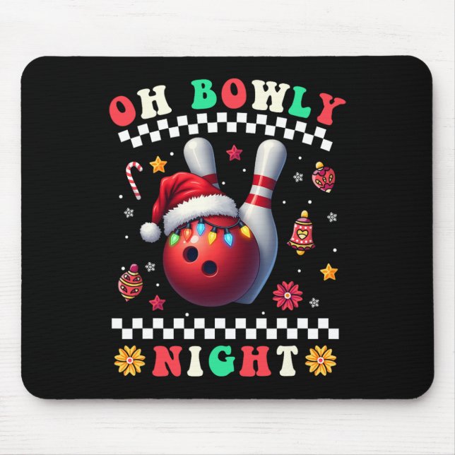 Tapis De Souris Bowling Noël Oh Bowly Nuit Père Noël (Devant)