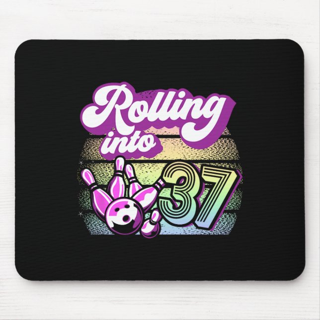 Tapis De Souris Bowling Party Rolling Dans 37 Bowling Anniversaire (Devant)
