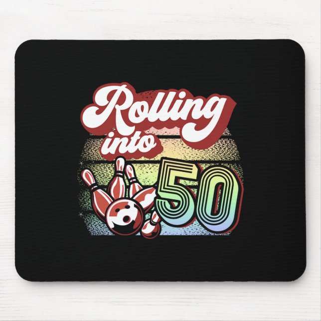 Tapis De Souris Bowling Party Rolling Dans 50 Bowling Anniversaire (Devant)