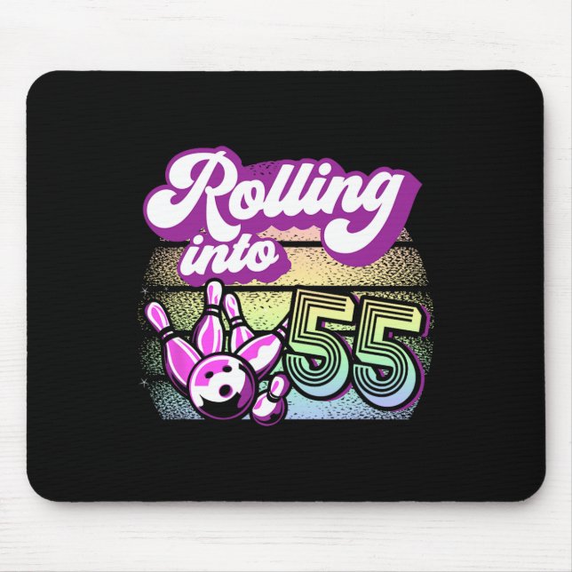 Tapis De Souris Bowling Party Rolling Dans 55 Bowling Anniversaire (Devant)