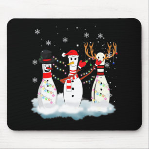Tapis De Souris Bowling Pyjama Lumières Reindeer Père Noël Fun