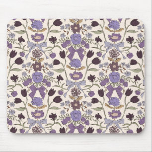 Tapis De Souris Bows et fleurs rustiques pourpres