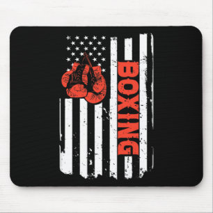 Tapis De Souris Boxe Drapeau États-Unis Combattant Mma Kickboxing