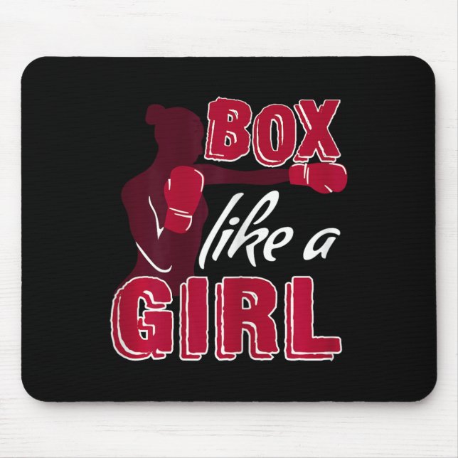 Tapis De Souris Boxe féminine comme une fille Cadeau drôle de boxe (Devant)