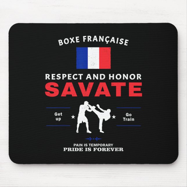Tapis De Souris Boxe Française Savate Boxeur Savate  (Devant)