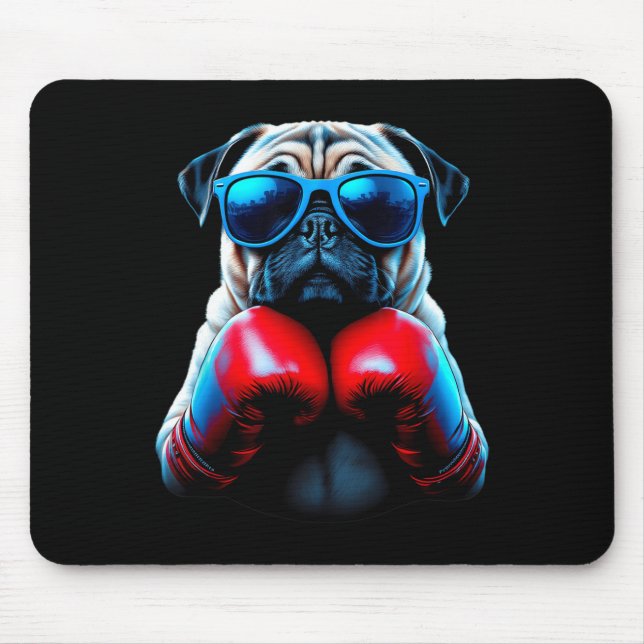 Tapis De Souris Boxe Pug Dog Kickboxing Cool  (Devant)