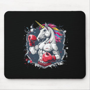 Tapis De Souris Boxe Unicorne Avec Gants De Boxe Kickboxing Drôle