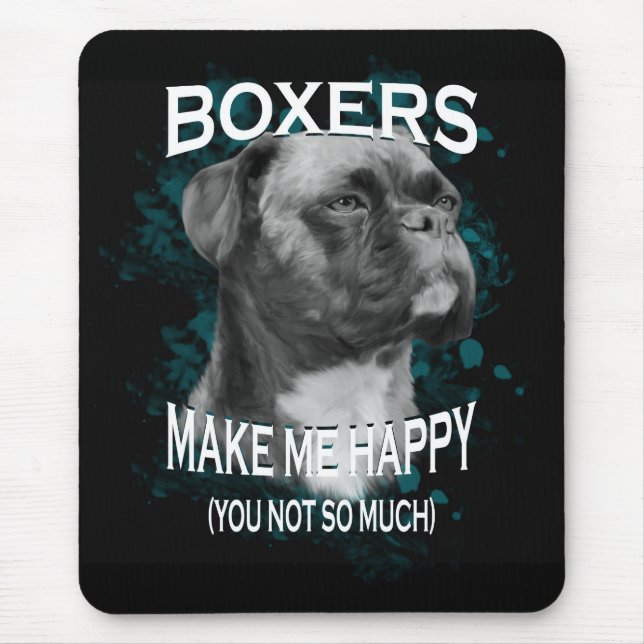 Tapis De Souris Boxer Chien Amoureux des animaux Texte d'art (Devant)
