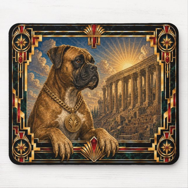 Tapis De Souris Boxer, Chien Art Déco (Devant)
