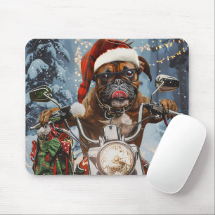 Tapis De Souris Boxer Chien équitation Moto Noël