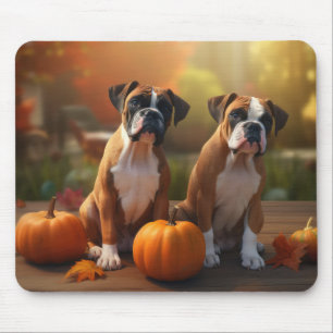 Tapis De Souris Boxer chiot Automne Délice Citrouille