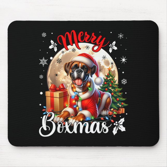 Tapis De Souris Boxer Christmas Boxer Dog Costume Boxer Xmas Merry (Devant)