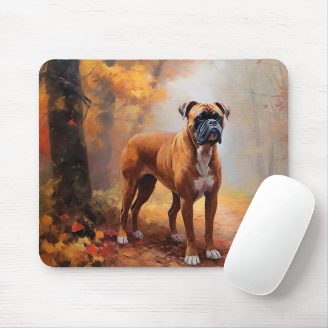 Tapis De Souris Boxer en automne Feuilles automne Inspire (Avec souris)