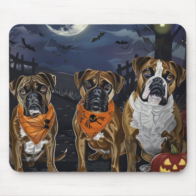 Tapis De Souris Boxer Halloween Épouvantable (Devant)