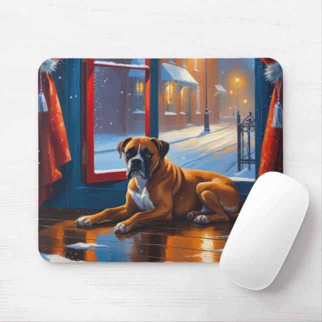 Tapis De Souris Boxer with Christmas Lights Holiday (Avec souris)