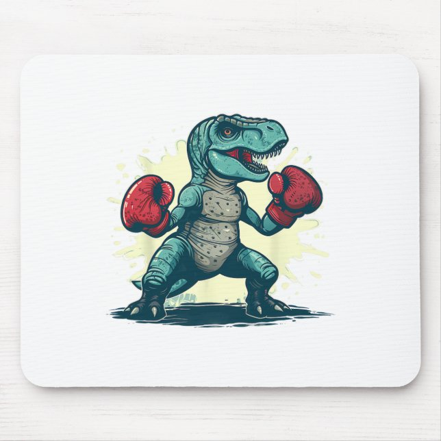 Tapis De Souris Boxeur Dinosaure Boxe T-rex Kickboxing Dino Boxe (Devant)