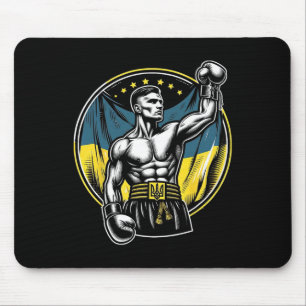 Tapis De Souris Boxeur ukrainien Combattant de boxe patriotique Dr