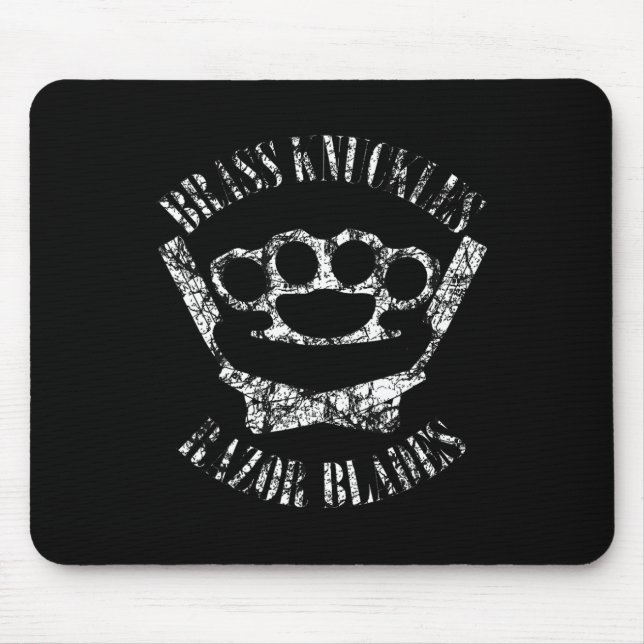 Tapis De Souris Br Knuckles Et Lames Razor - Boxe Et Barbier T (Devant)