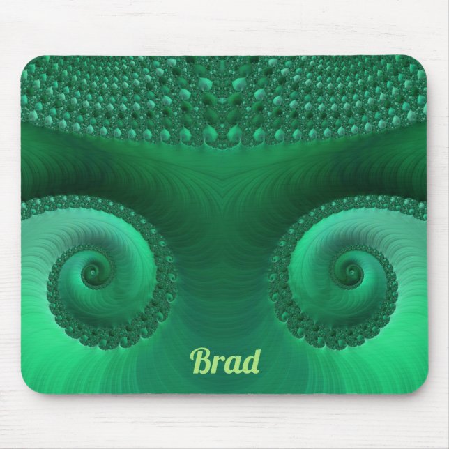 Tapis De Souris BRAD ~ Zany Nuances de Motif fractal vert (Devant)