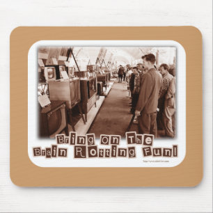 Tapis De Souris Brain Rotant amusant Retro Photo Slogan