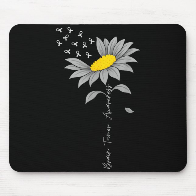 Tapis De Souris Brain tumor awareness sunflower gray ribbon brain (Devant)