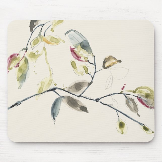 Tapis De Souris Branche feuille aquarelle (Devant)
