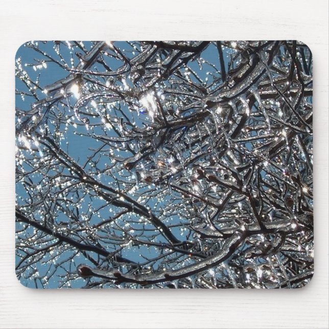 Tapis De Souris Branches d'arbre couvertes en glace (Devant)
