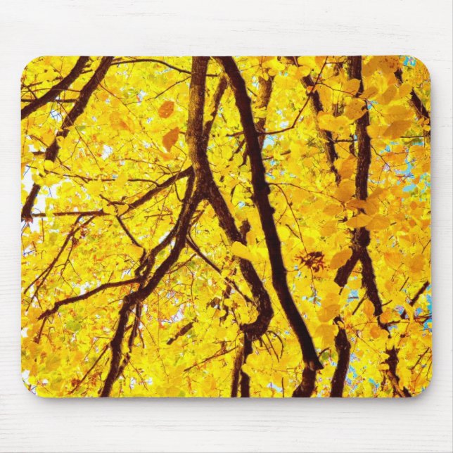 Tapis De Souris Branches d'automne - jaune or (Devant)