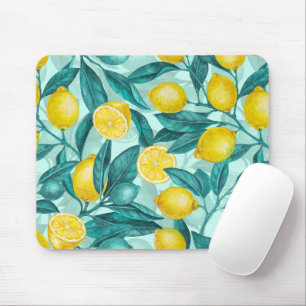 Tapis De Souris Branches de citron bleu et jaune
