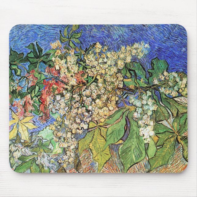Tapis De Souris Branches de marronnier en fleurs par Vincent van G (Devant)