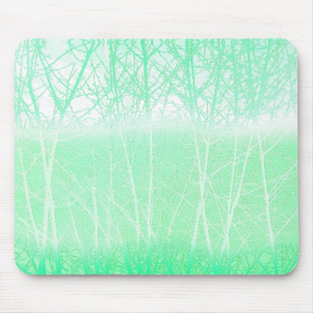 Tapis De Souris Branches de Menthe Verte Brumeuse Givrée (Devant)