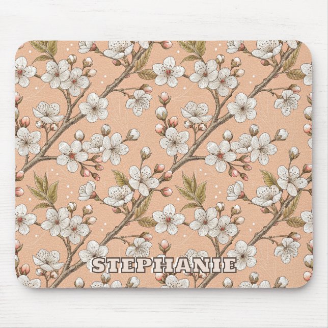 Tapis De Souris Branches de Sakura aux fleurs blanches botanique p (Devant)
