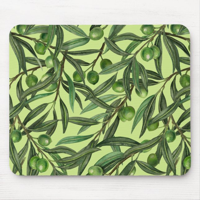 Tapis De Souris Branches d'olive sur le vert miel (Devant)